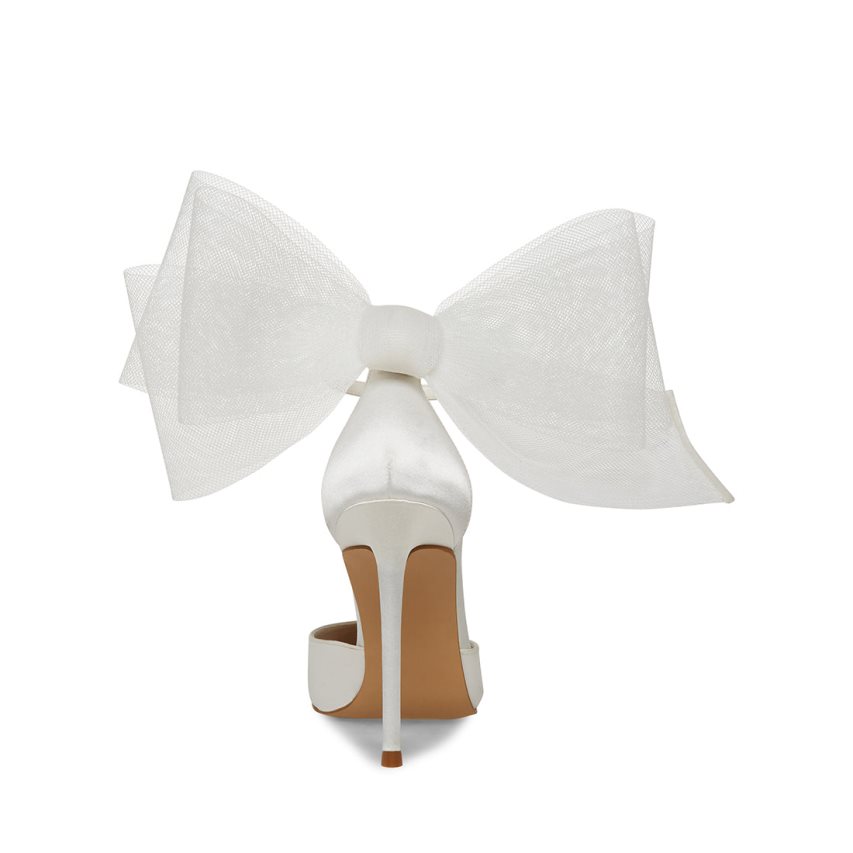 White Steve Madden Valenteen Satin Women's Heels | PH 5638VQE